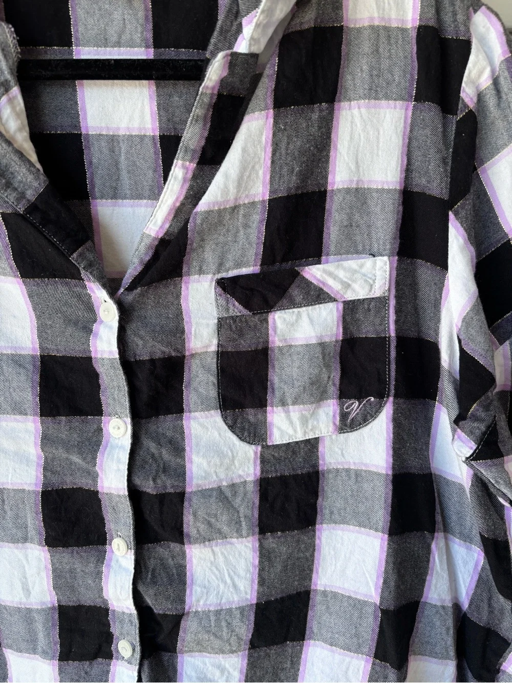 Victoria’s Secret Plaid Pajama Set – Pink/White/Black – Size Medium